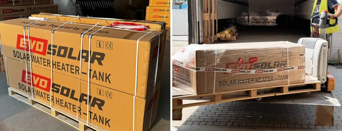 evosolar dostawa kolektorow na palecie