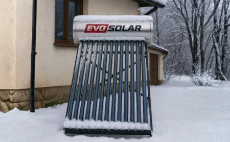 kolektor słoneczny zimą